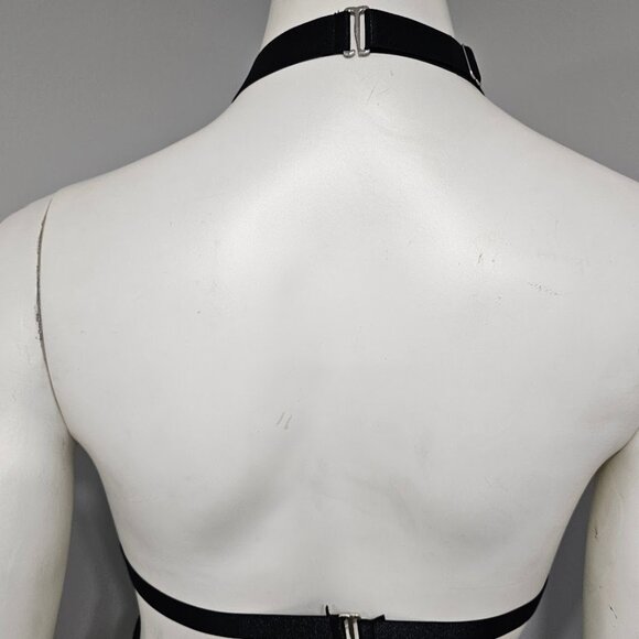 Vegan Leather Bodysuit with Chain and Harness - Picture 5 of 9